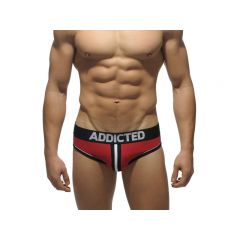 ADDICTED Double Piping Bottomless Brief - Red