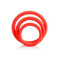 CalExotics Tri-Rings 3 Piece Cock Ring Set - Red