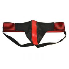 Leather Sports Jock Strap - Black Red