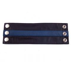 Leather Wrist Band Wallet Black Blue - Large
