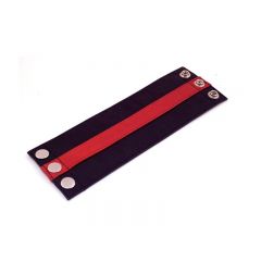 Leather Wrist Band Wallet Black Red - Small