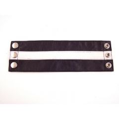 Leather Wrist Band Wallet Black White - Small