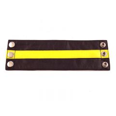 Leather Wrist Band Wallet Black Yellow - Large
