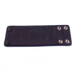 Leather Wrist Band Wallet With Piping - Black Blue - Large