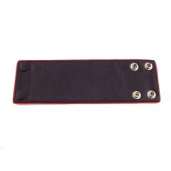 Leather Wrist Band Wallet With Piping - Black Red - Small