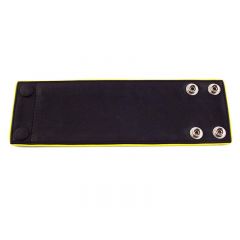 Leather Wrist Band Wallet With Piping - Black Yellow - Large