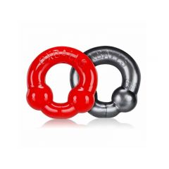 OXBALLS Ultraballs 2-Pack Cock Ring - Steel & Red