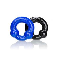 OXBALLS Ultraballs 2-Pack Cock Ring - Black & Police Blue