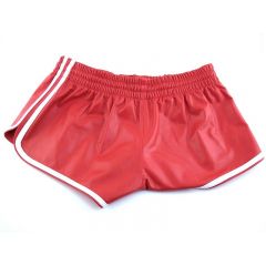 Leather Sports Shorts - Red/White