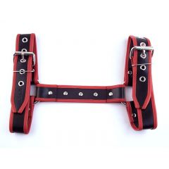 Leather Halter Harness - Black/Red