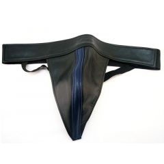 Leather Jock with Coloured Strip - Blue