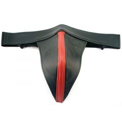 Leather Jock with Coloured Strip - Red