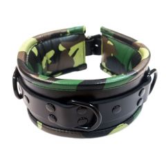 Leather 3 D Ring Padded Collar - Camo