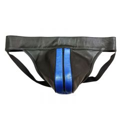 Leather Zip Jock with Coloured Strip - Blue 