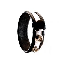 Leather Cock Ring/Strap Black & White