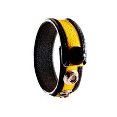 Leather Cock Ring/Strap Black & Yellow