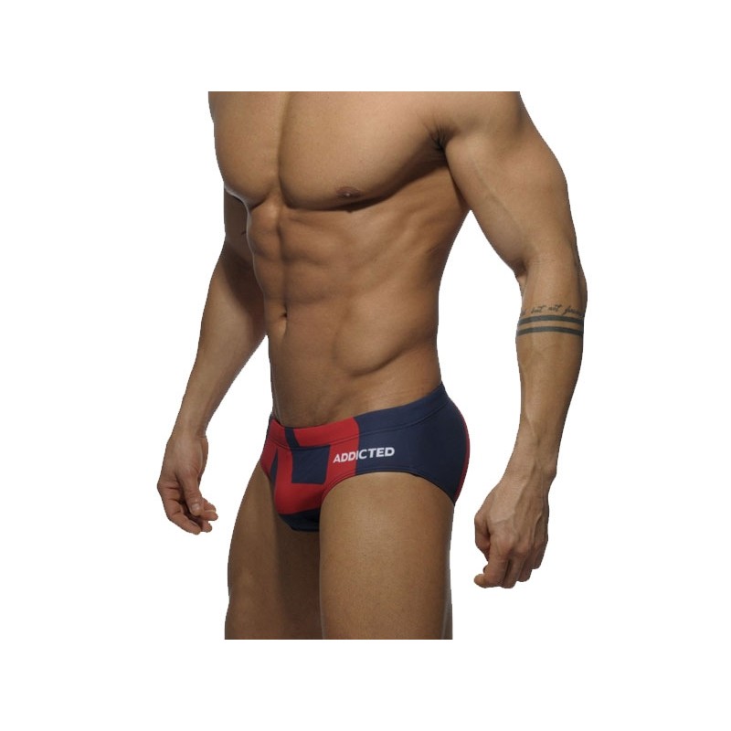 Addicted Extra - Large Logo Swim Brief - Navy | Bent Ltd